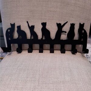 Source Unknown Black Cat Silhouette Wall Hooks